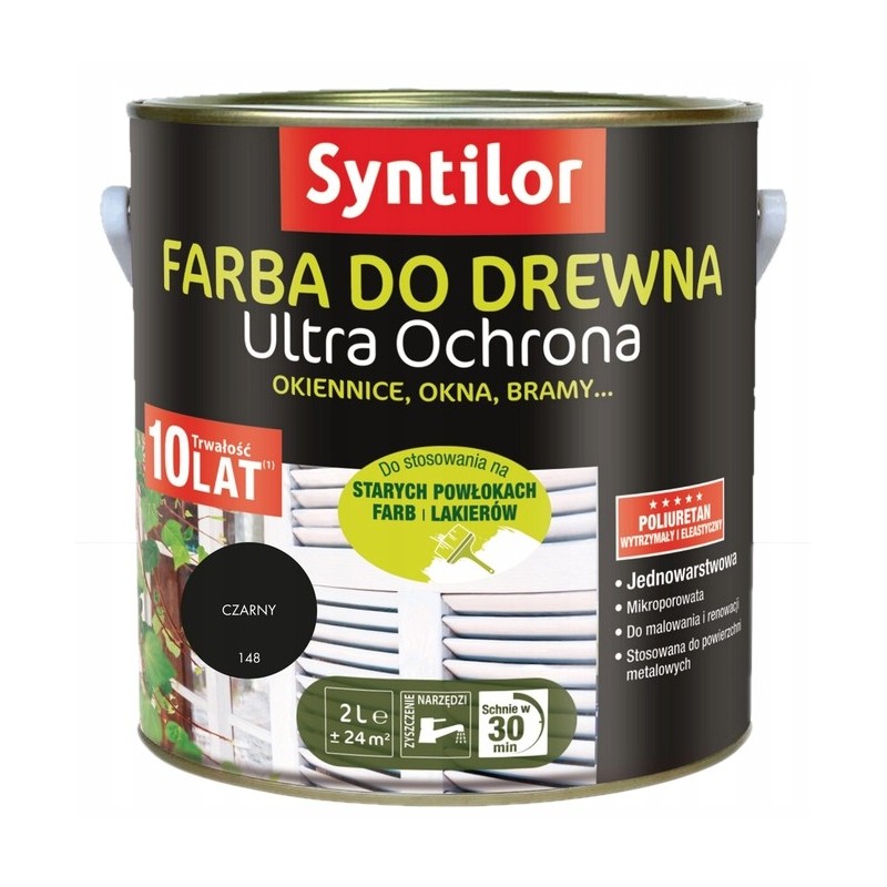 Syntilor Farba Akrylowa Mikroporowa do drewna Ultra Ochrona Czarny 2L