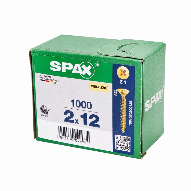 Spax Wkręty uniwersalne do drewna 2x12 PZ1 1000 szt