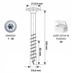 Spax Wkręty do drewna do konstrukcji drewnianych 6x250mm 50szt