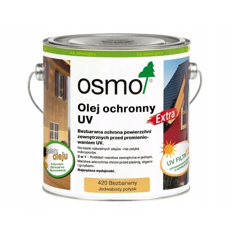 Osmo 420 Extra Olej ochronny do drewna UV bezbarwny Połysk 0,75L