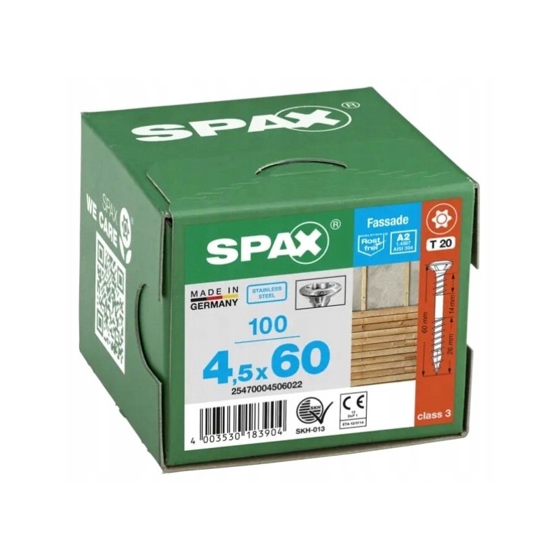 Spax Wkręty do drewna Fasadowe T20 4,5x60mm A2TX 100szt