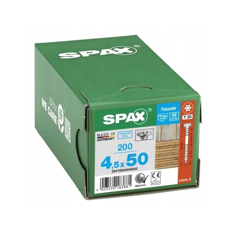 Spax Wkręty do drewna Fasadowe T20 4,5x50mm A2TX 200szt