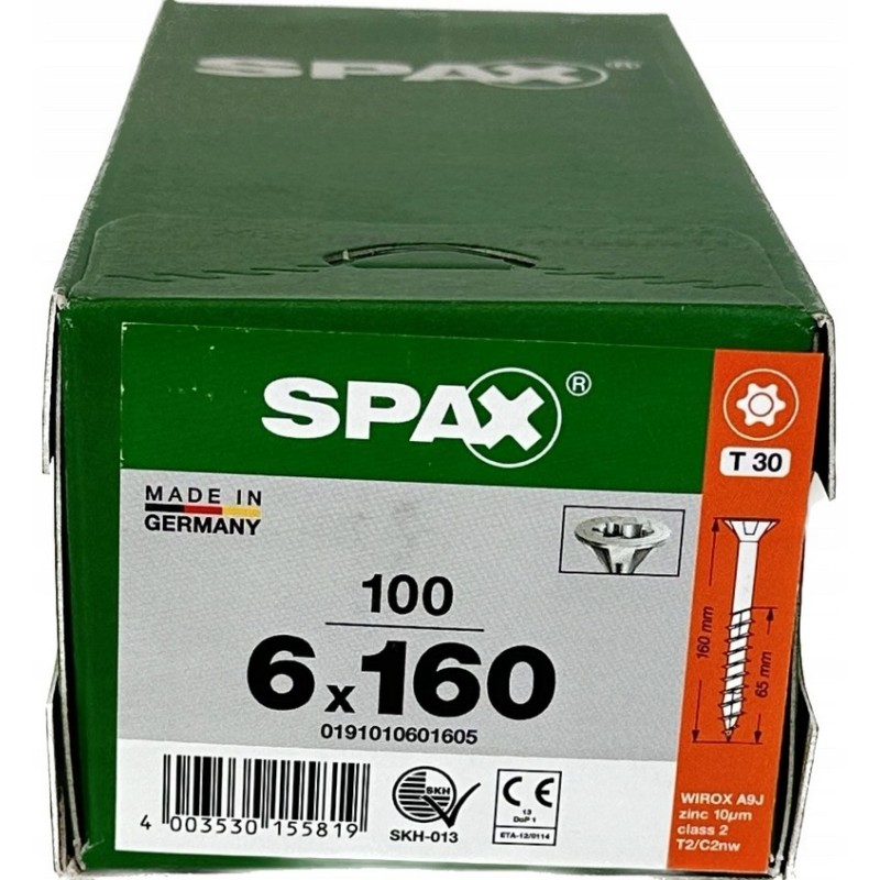 Spax Wkręty do drewna WIROX BIT T30 6x160mm 100szt