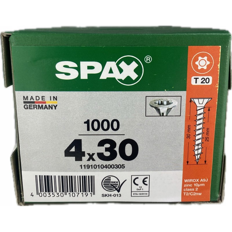 Spax Wkręty do drewna podłóg 4x30mm TX20 1000szt