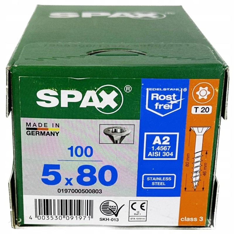 Spax Wkręty do drewna Uniwersalne 5x80mm 100szt