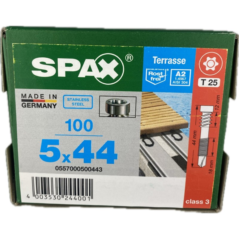 Spax Wkręty tarasowe do aluminium Srebrne 5x44mm 100szt