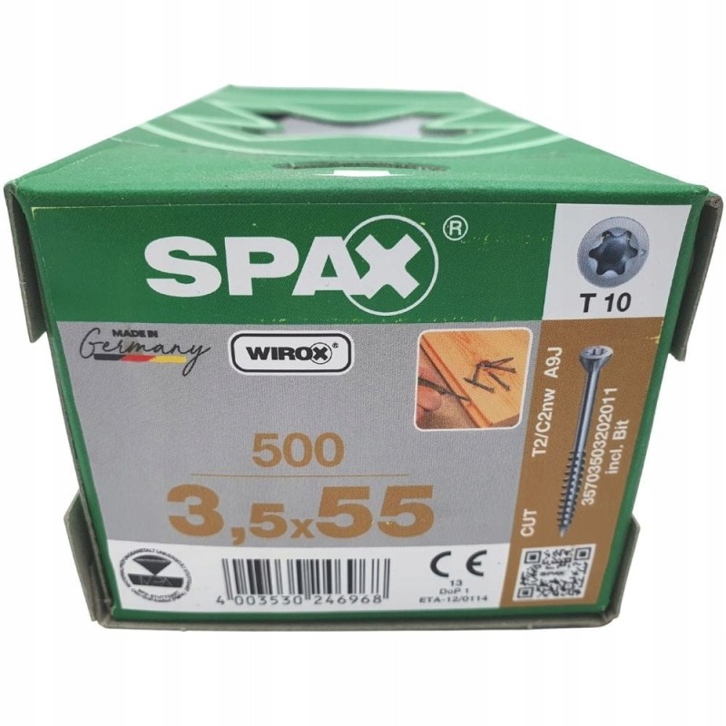 Spax Wkręty do drewna 3,5x55mm + bit T10 500szt