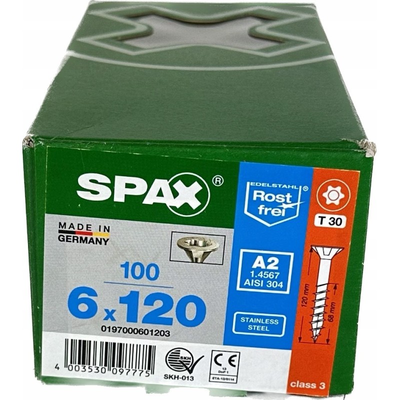 SPAX Wkręty do drewna Nierdzewne A2 6x120mm 100szt