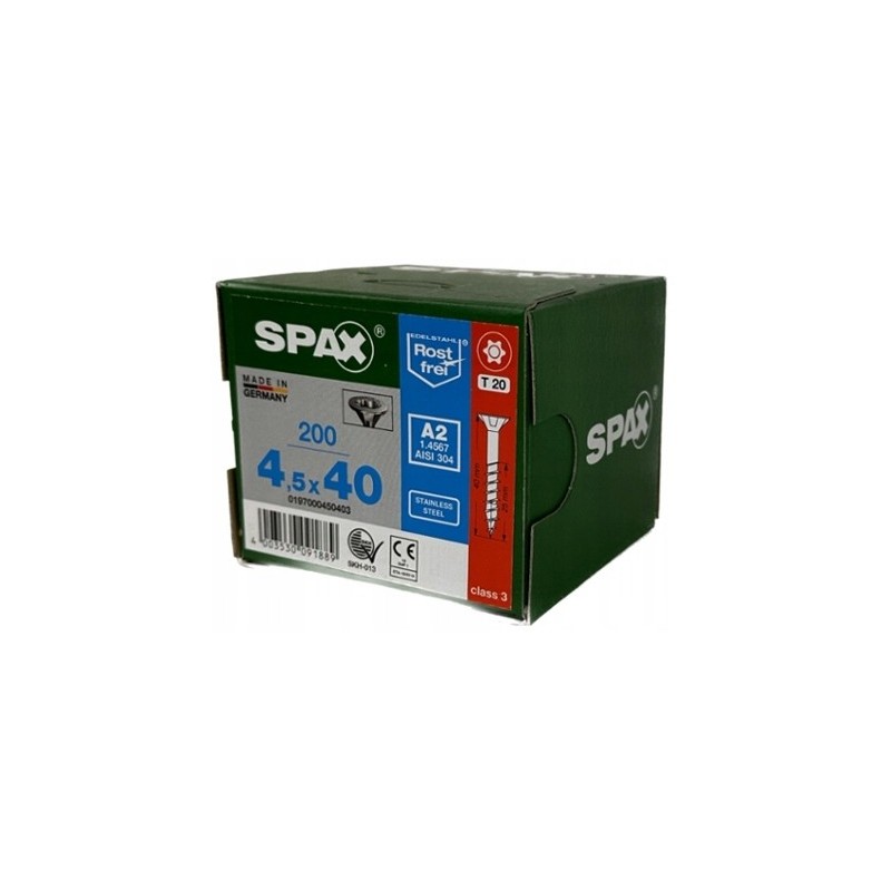 Spax Wkręty do drewna ze stali nierdzwenej 4,5x40mm T20 200szt