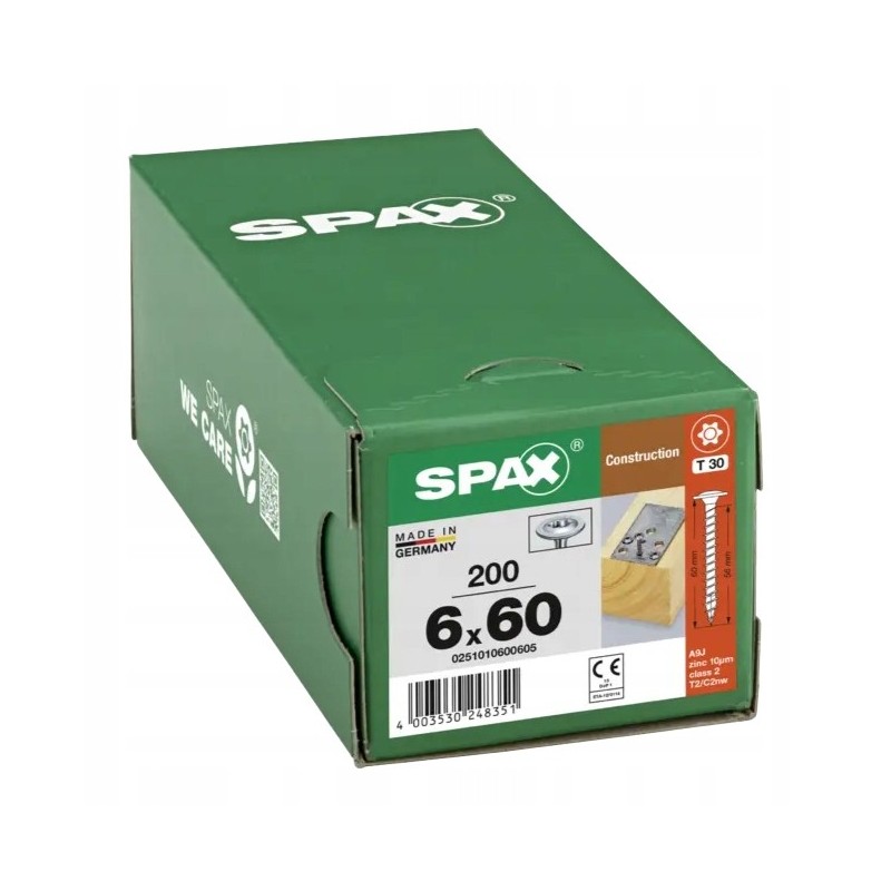 Spax Wkręty do konstrukcji drewnianych T30 6x60mm 200szt