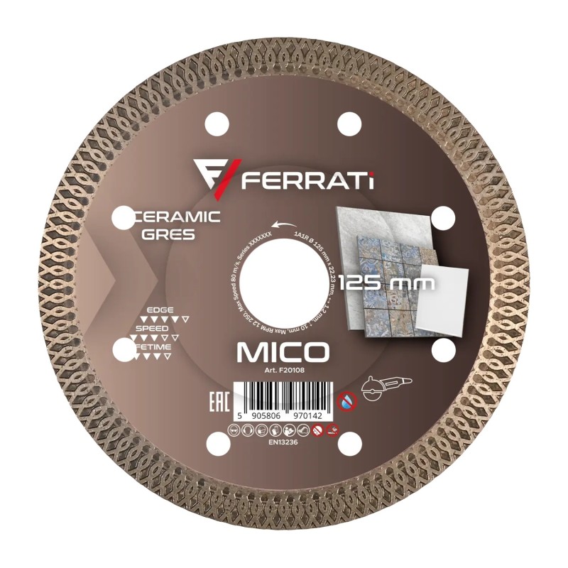 FERRATI Mico Tarcza Tnąca Diamentowa 125mm x 22,23mm do gresu i ceramiki