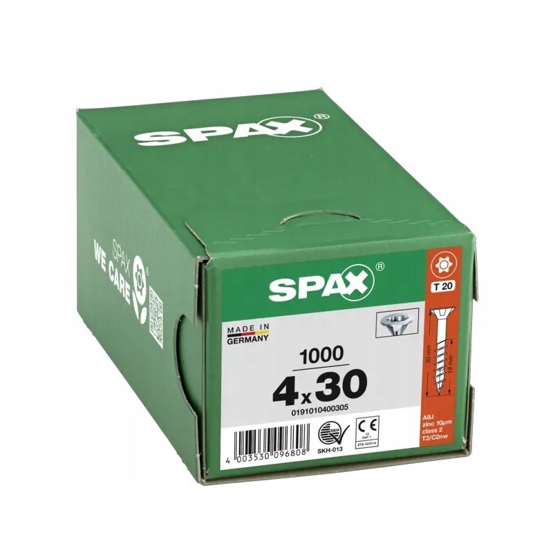 Spax Wkręty uniwersalne do drewna 4x30 mm Wirox T20 1000 szt