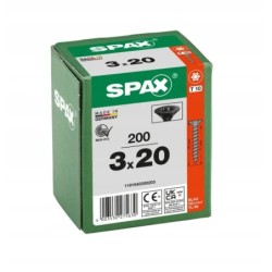 Spax Wkręty do drewna Czarne 3x20mm 200szt