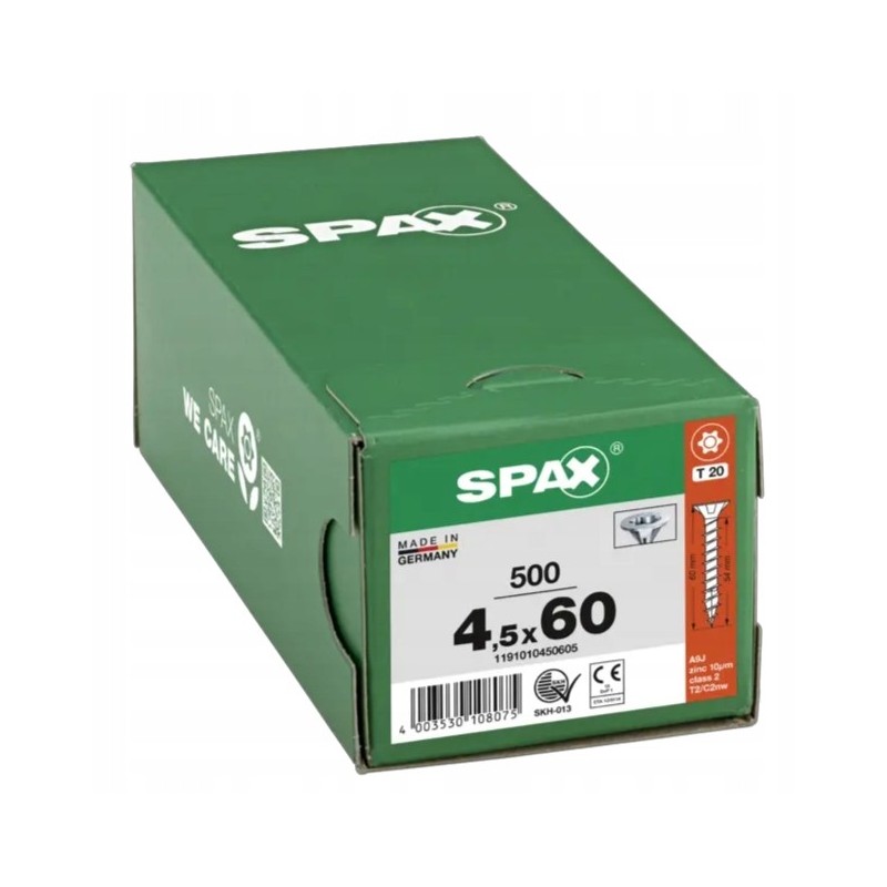 SPAX Wkręty uniwersalne do drewna 4,5x60mm WIROX 500szt