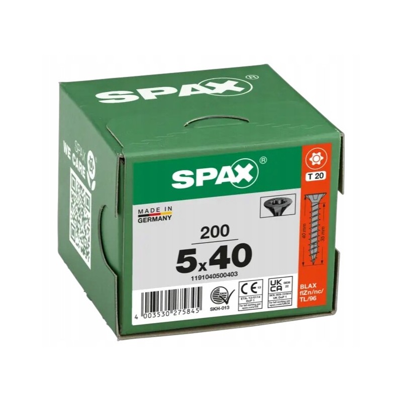 Spax Wkręty Czarne do drewna uniwersalne ocynkowane 5x40mm 200szt