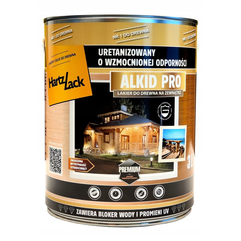 HartzLack Lakier ALKID PRO do drewna MAT 3L