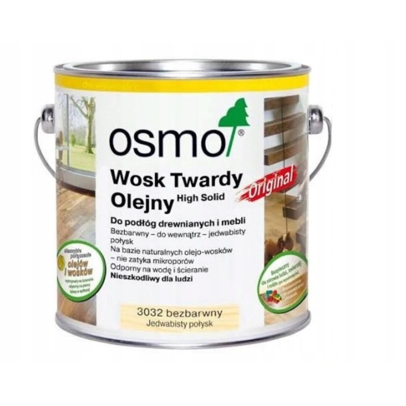 Osmo 3032 Wosk Twardy Olejny Bezbarwny Jedwabisty Połysk 0,75L