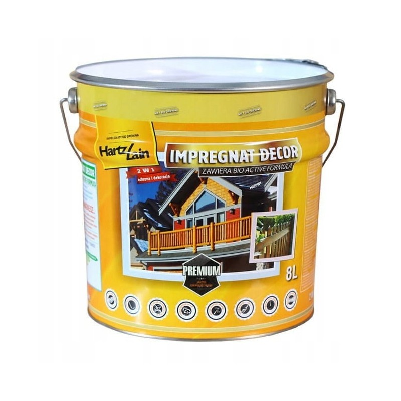 HartzLack Impregnat do drewna Decor 2w1 Palisander 8L